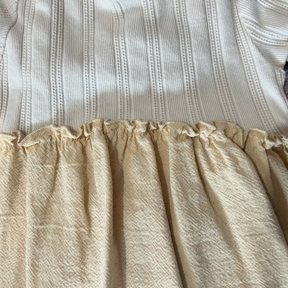 Zara Cream and Pale Yellow Girls' Knit Bodice Dress - Picture 7 of 8
